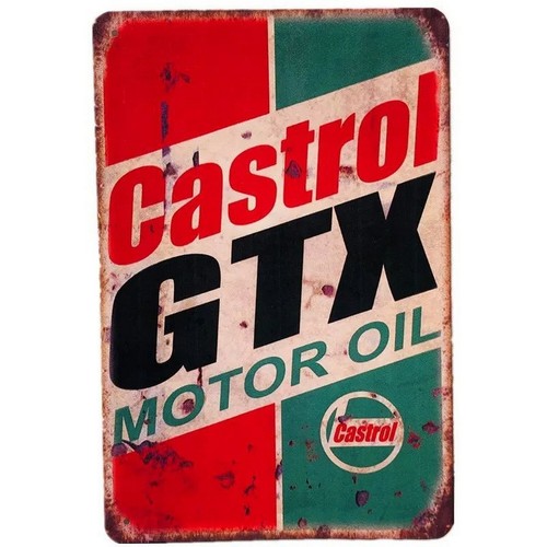 Castrol Oil Gtx - لافتة معدنية لزيت المحرك كاسترول GTX